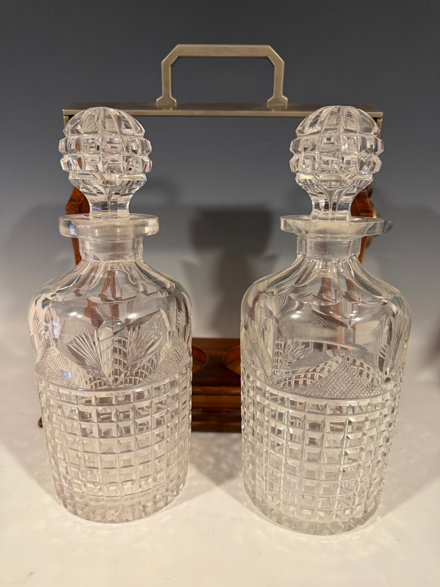 Antique Victorian Mahogany & Silver Plated 2 Bottle Tantalus by Mappin & Webb