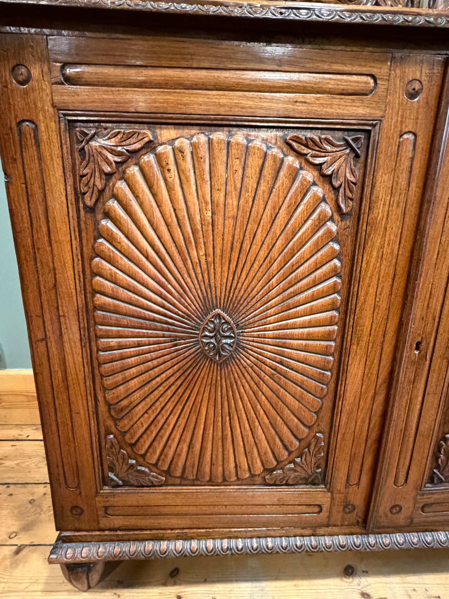 Stunning Antique Carved Mahogany Anglo Indian Glazed Bookcase / Cupboard c1850