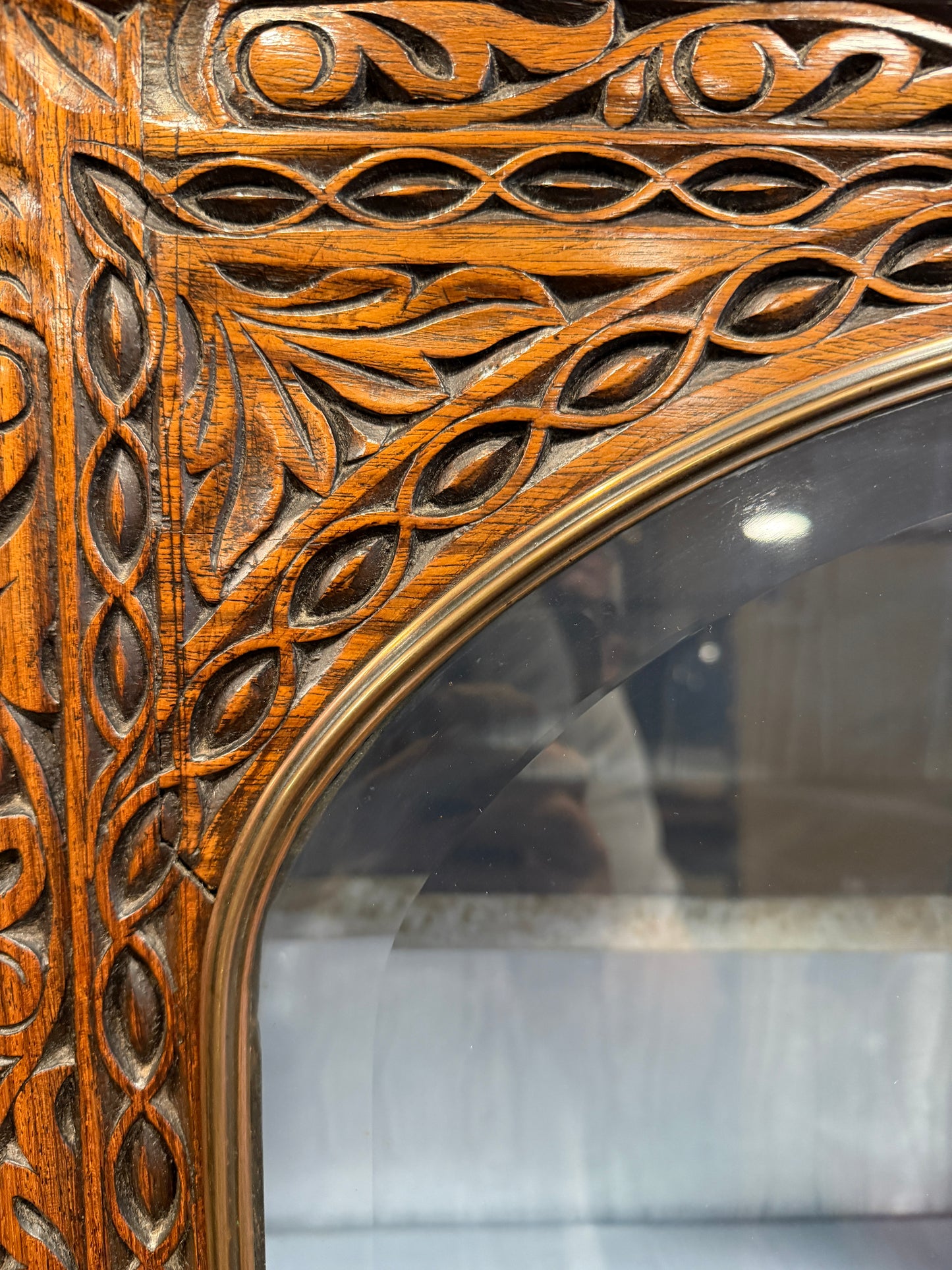 Stunning Antique Carved Mahogany Anglo Indian Glazed Bookcase / Cupboard c1850