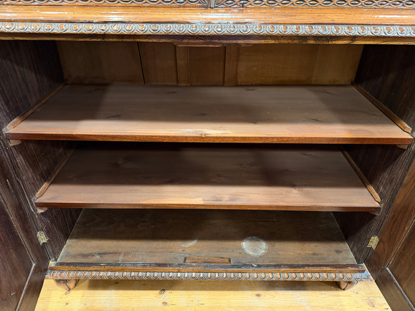 Stunning Antique Carved Mahogany Anglo Indian Glazed Bookcase / Cupboard c1850