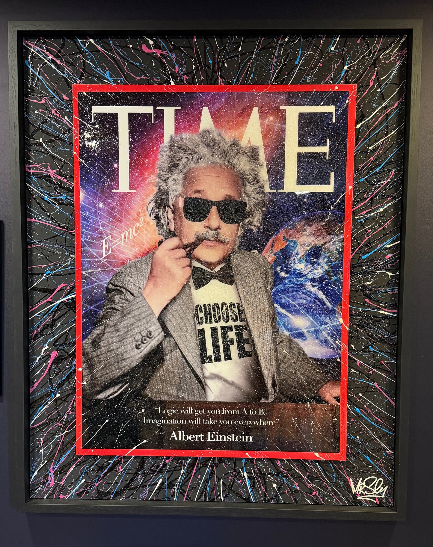 Mr Sly Original Large Signed Mixed Media Painting on Canvas Albert Einstein