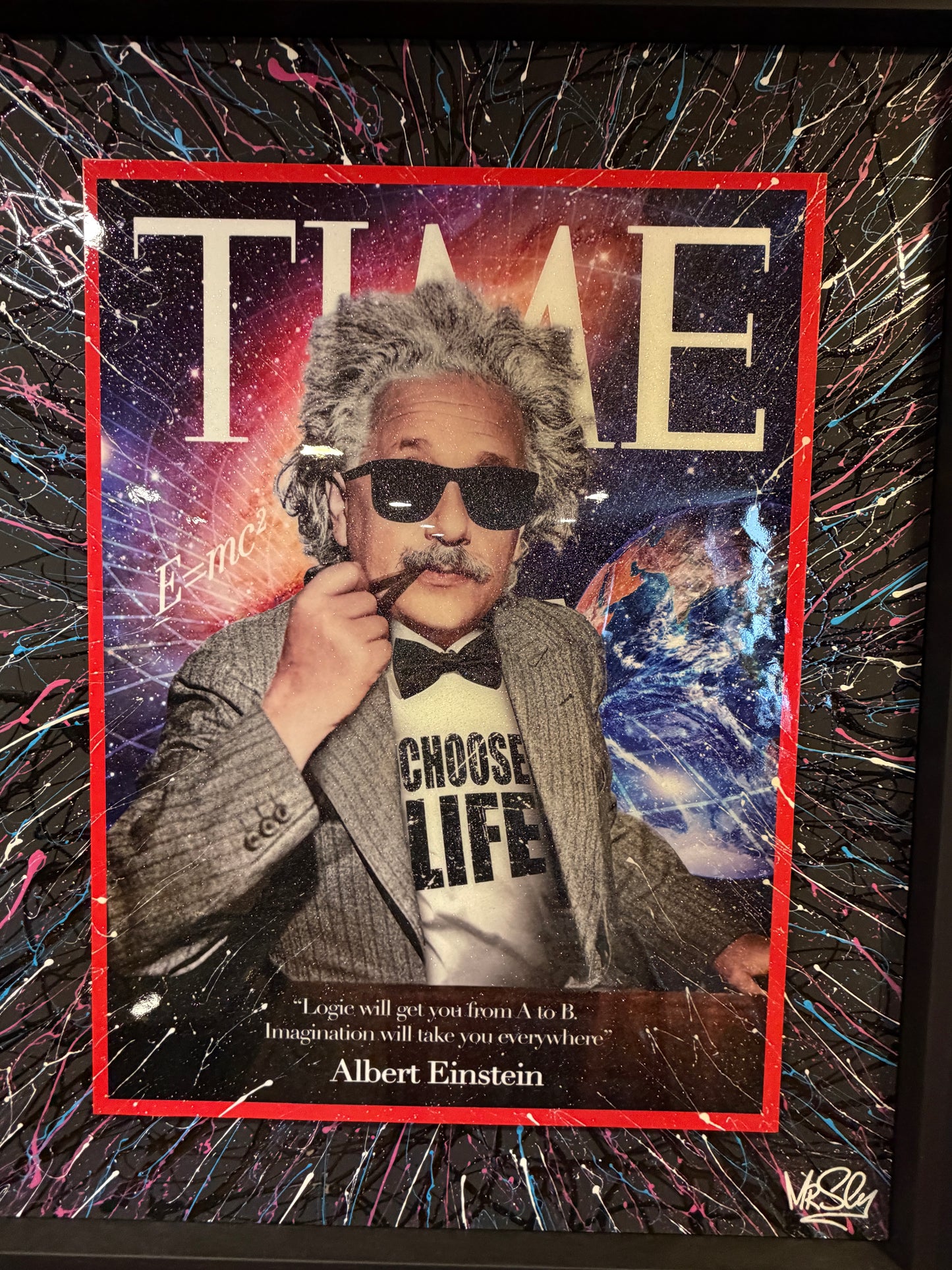 Mr Sly Original Large Signed Mixed Media Painting on Canvas Albert Einstein