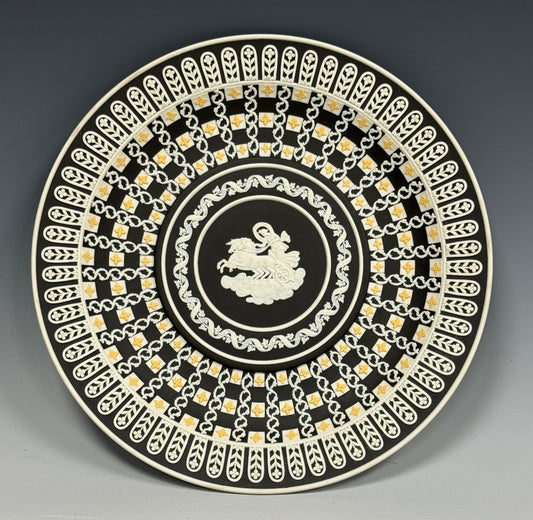 Rare Wedgwood Jasper Trophy Plate with Diced Decoration after William Hackwood