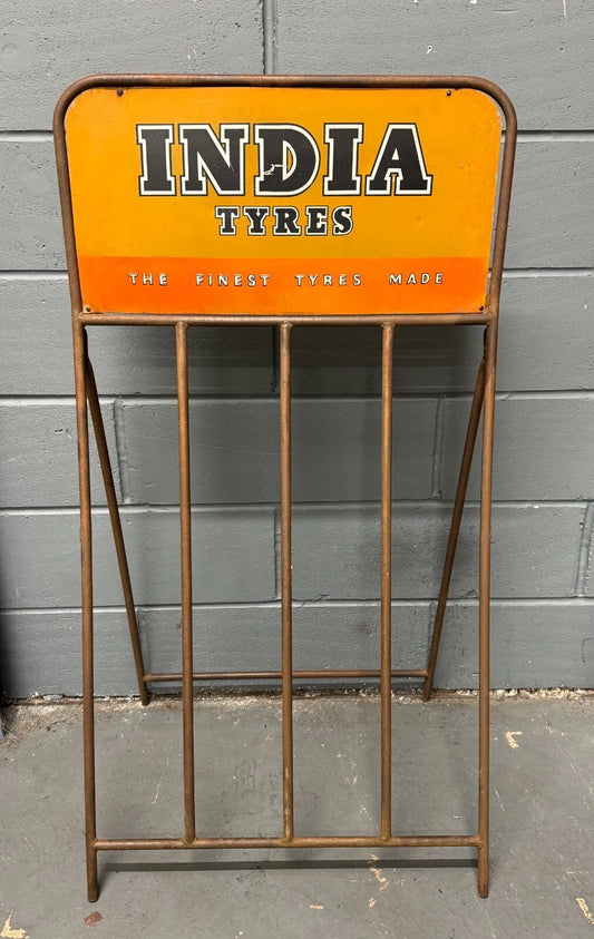 Superb Rare India Tyres Display Stand Advertising Sign Tin not Enamel Sign